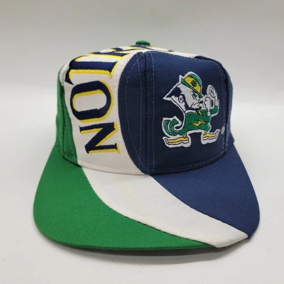 VTG 90s Notre Dame Fighting Irish Snapback Hat Vortex Swirl Twins Enterprise Cap
